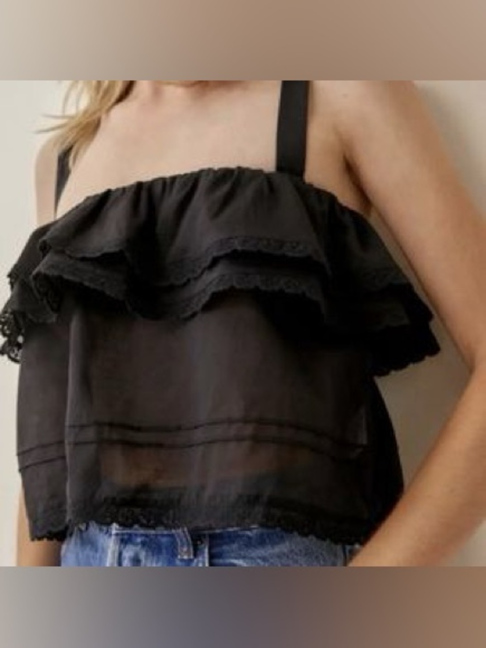 Reformation - Ruffle Lace-Trim Tank Top - Cottton